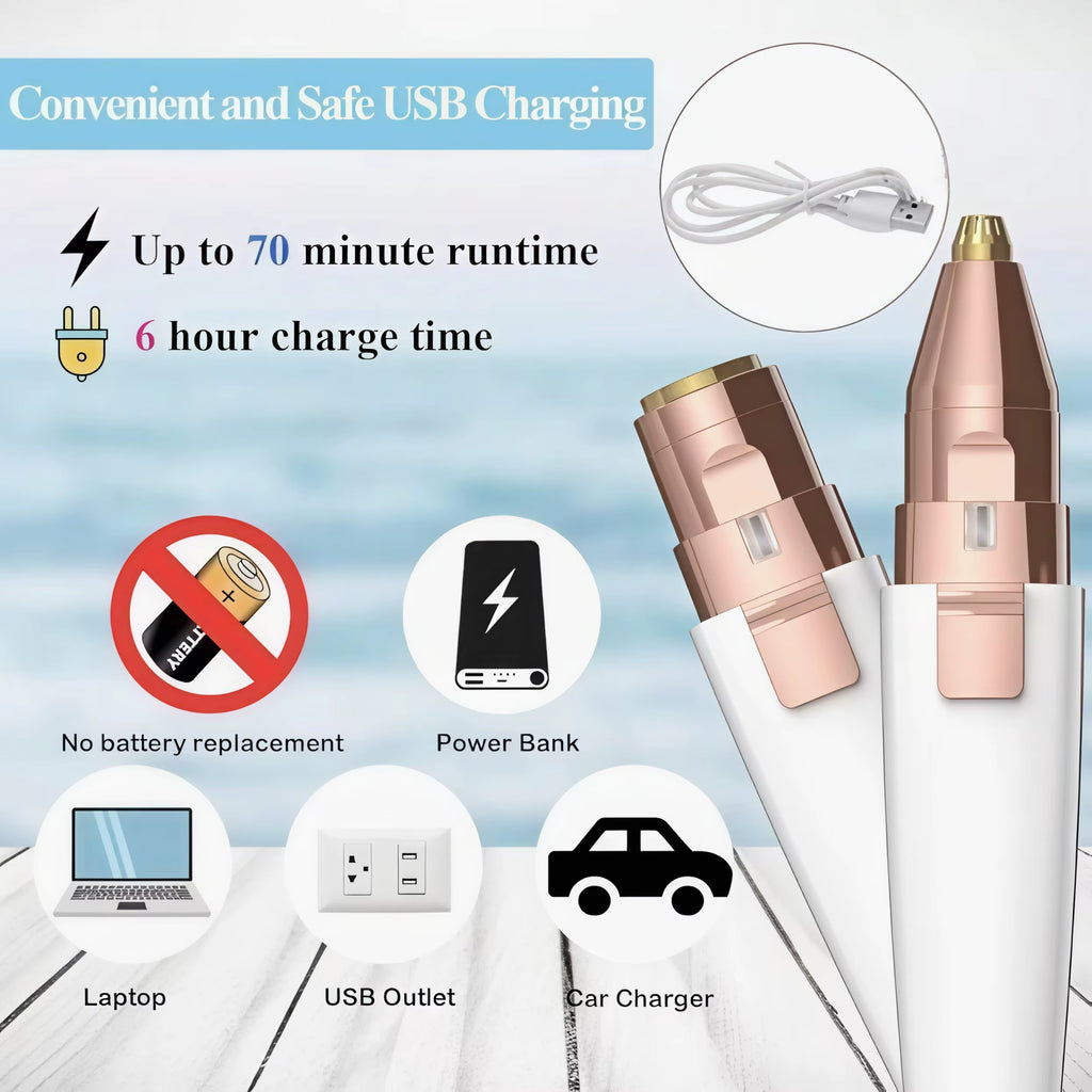 Eyebrow Razor,Facial Hair Removal for Women, (USB Rechargeable), 2 in 1 Eyebrow Trimmer and 100% Painless Hair Remover with Ligh