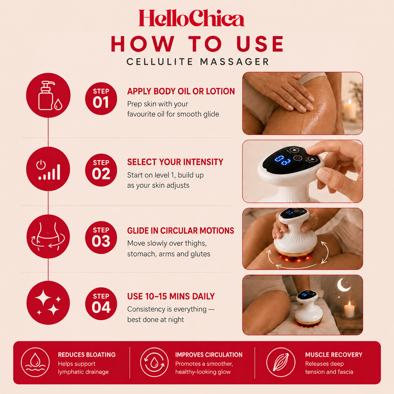 HelloChica Cellulite & Lymphatic Drainage Massager