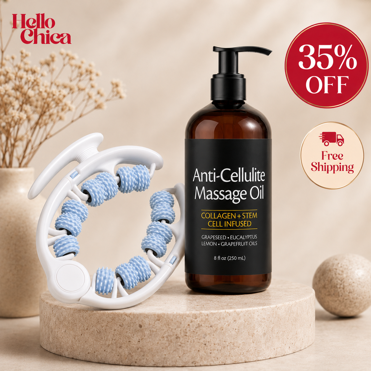 HelloChica GlowRoll Pro - Anti Cellulite Massage Roller